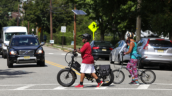 bicyclists in crosswalk